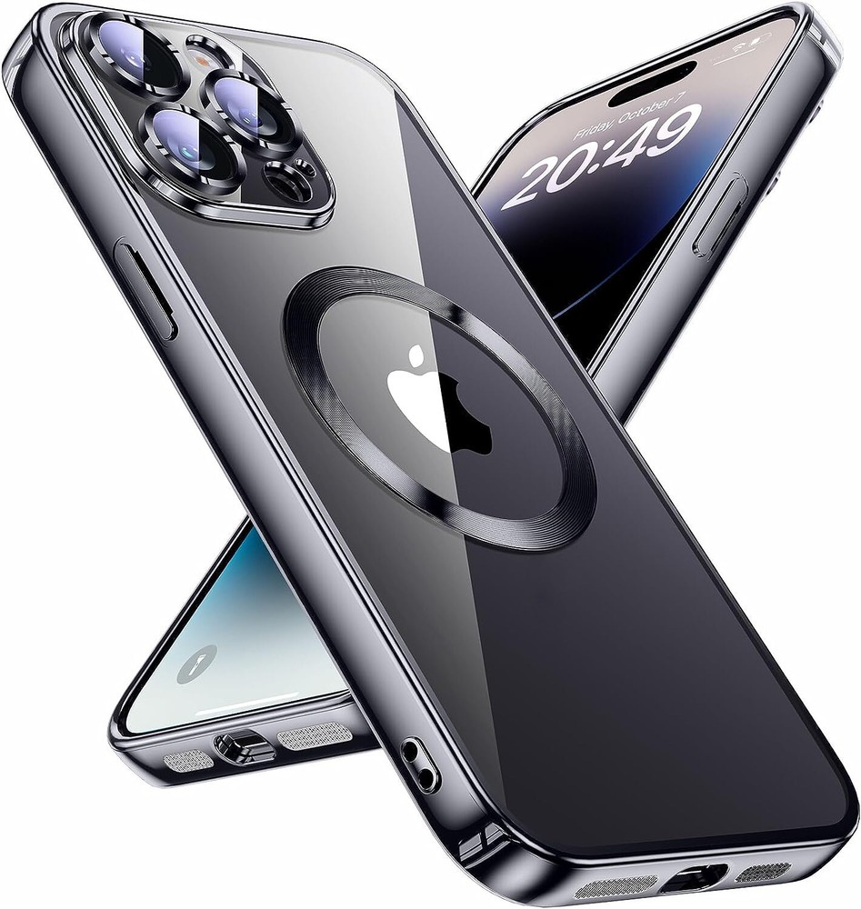 For Apple iPhone 16 15 14 13 12 Pro Max Clear Case Slim Plating Mag Safe Cover