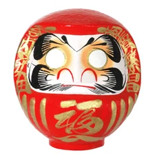 Japanese 10.25"H Red Daruma Doll Papermache Rich Success Business Made in Japan