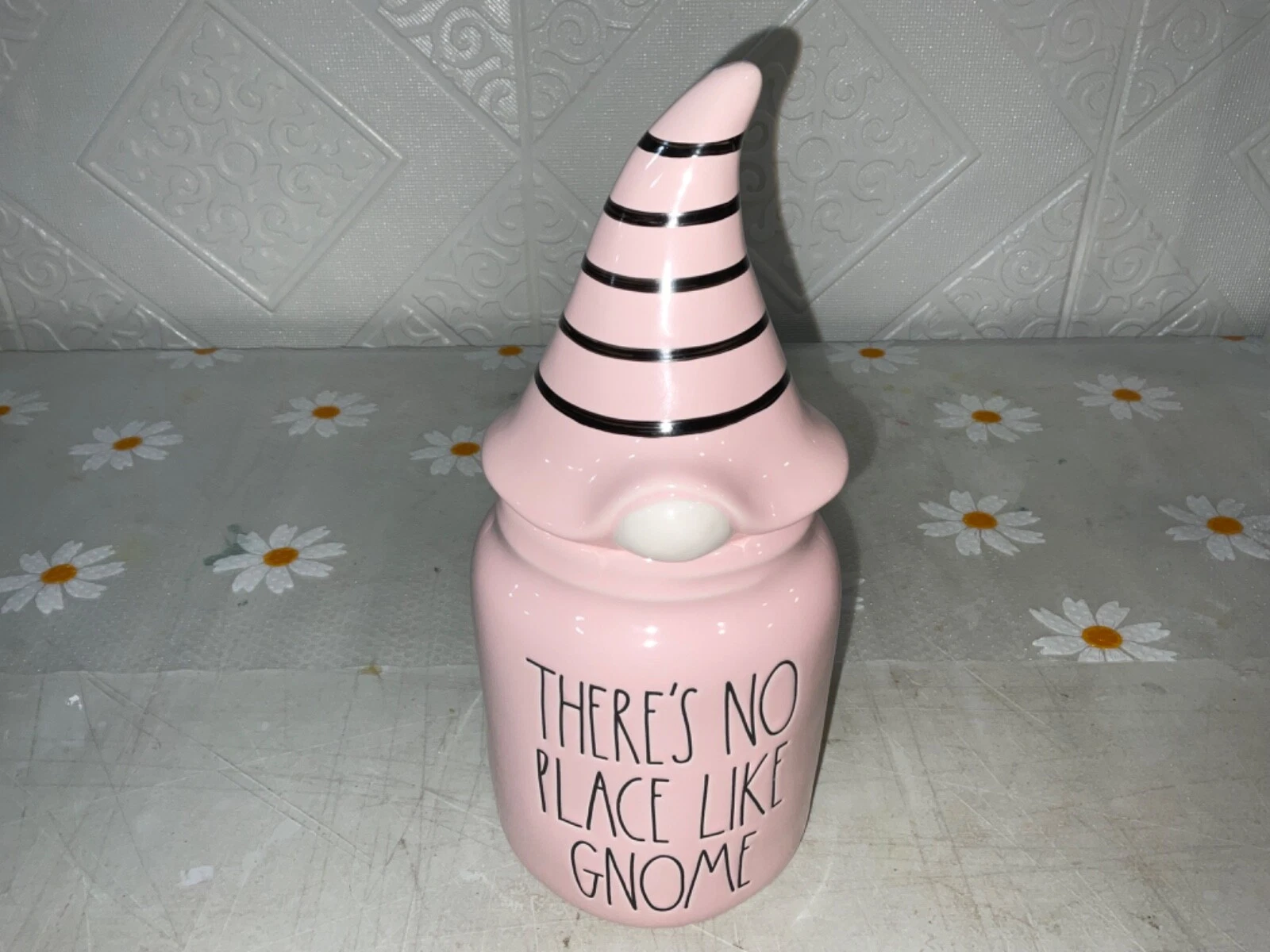 Rae Dunn "There’s no place like gnome” Light Pink Baby Canister 6”
