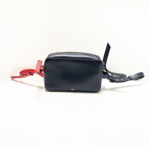 Auth Anya Hindmarch Circle Mini  Crossbody - Dark Navy Red Multi Leather - Picture 1 of 8
