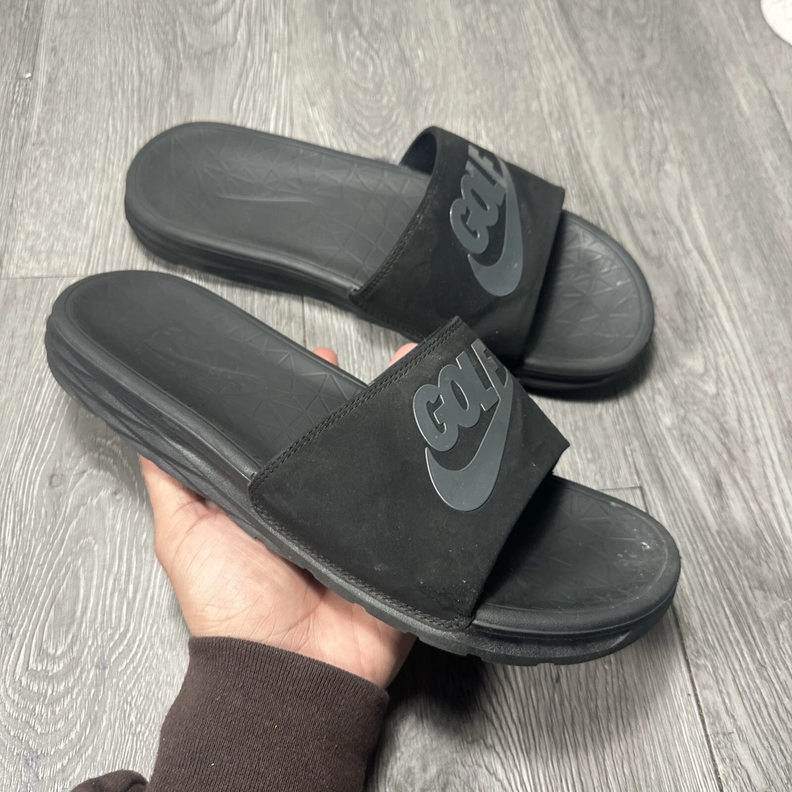 Nike Uomo Benassi Solarsoft 2 G Golf Slide 910311 001 Nero Antracite Taglia 8