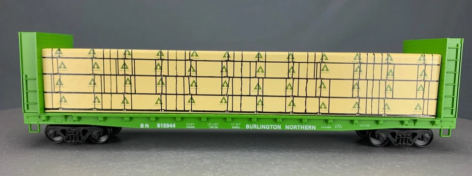 O Gauge Weaver BN 50” Bulkhead Flatcar #615944 W/Load 2-Rail O942 - Image 2 of 4
