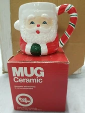 VINTAGE HANDPAINTED SANTA CERAMIC MUG~1986~MACY'S THE CELLAR~NOS