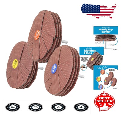 4'' Mop Star Molding Flap Sander Wheel - 3 Pack with Multi Grits for Versatility