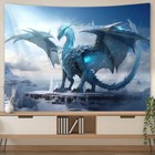 Blue Dragon Extra Large Tapestry Wall Hanging Art Fabric Background Banner