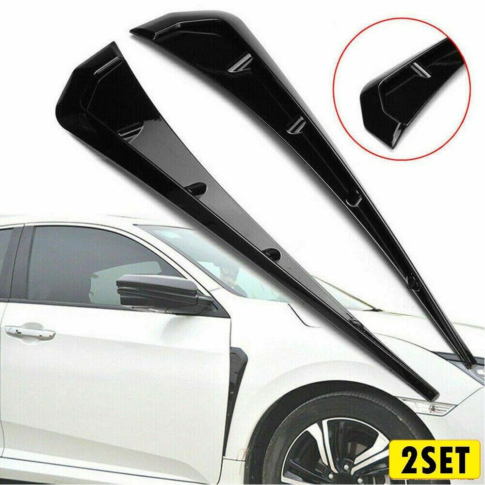 4PCS Car Exterior Side Fender Vent Air Wing Cover Trim Universal Glossy Black US