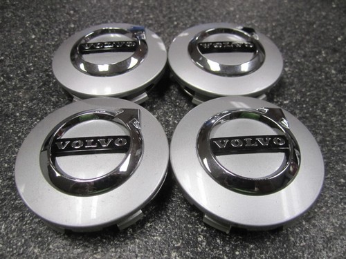 Volvo New Style OEM Silver Center Caps 2.50" 64mm 31471435 31400897 - Set/4* - Picture 2 of 12