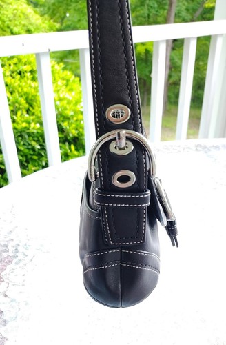 Coach F10909 Vintage Small Soho Black Leather Shoulder Bag w/Contrast Stitching - Picture 5 of 20