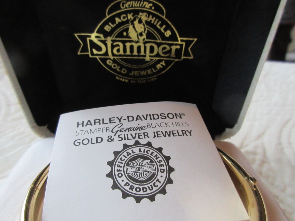 Harley Davidson 14Kエナメルピアス 専用ケース付き Harley-Davidson® Men's Ring, Bar & Shield Logo Double Steel
