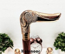 Solid Brass Dog Head Handle Victorian Handmade Wooden Walking Stick Cane Gift