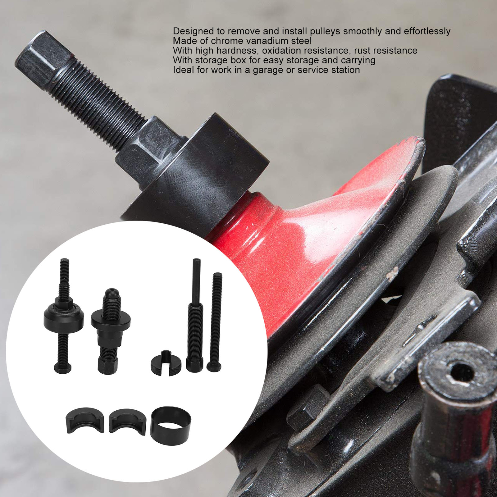 Auto Power Steering Pump Pulley Puller Installer Remover Tool Kit Chrome eBay