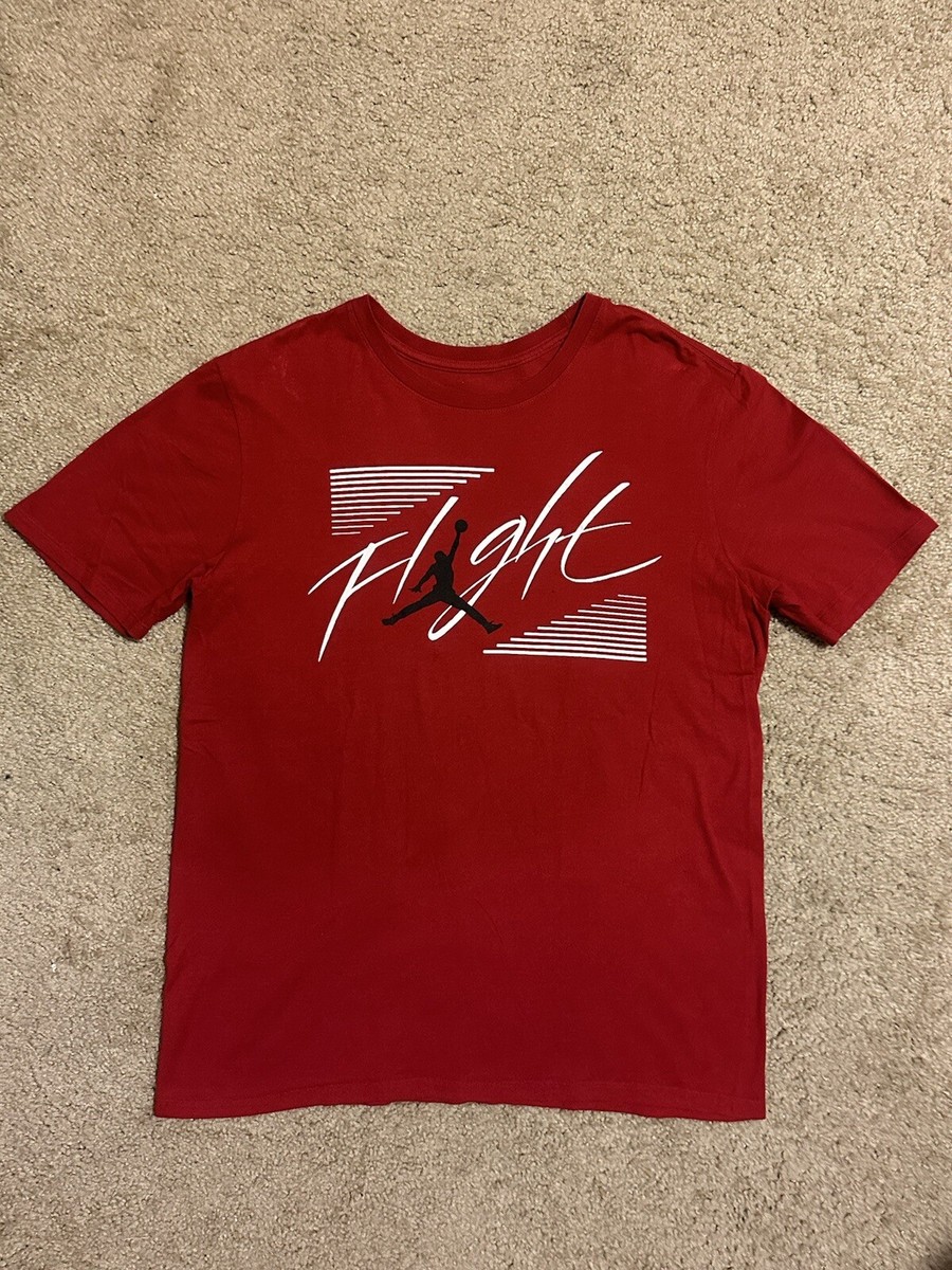 Nike Air Jordan Shirt Mens Large Short Sleeve Red Flight Jump Man