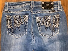JRS WOMENS MISS ME EMBELLISHED RHINESTONE JEANS SIZE 28 JP5774B ACTUAL 30 X 34