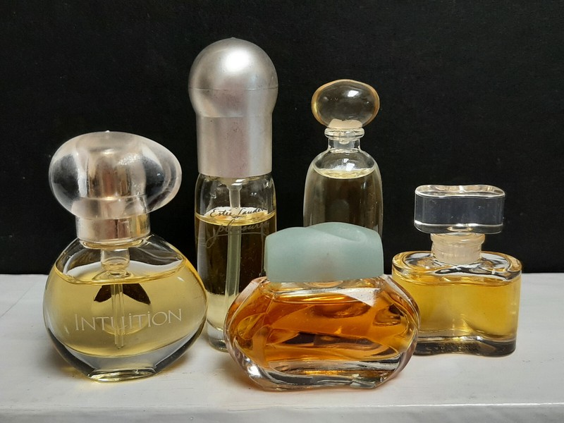 Lot of 5 Mini Estee Lauder Miniature Perfume - Intuition, Pleasures, Knowing