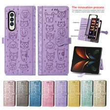 For Samsung Galaxy Z Fold 6/5/4/3 Shockproof Cute Pattern Leather Wallet Case
