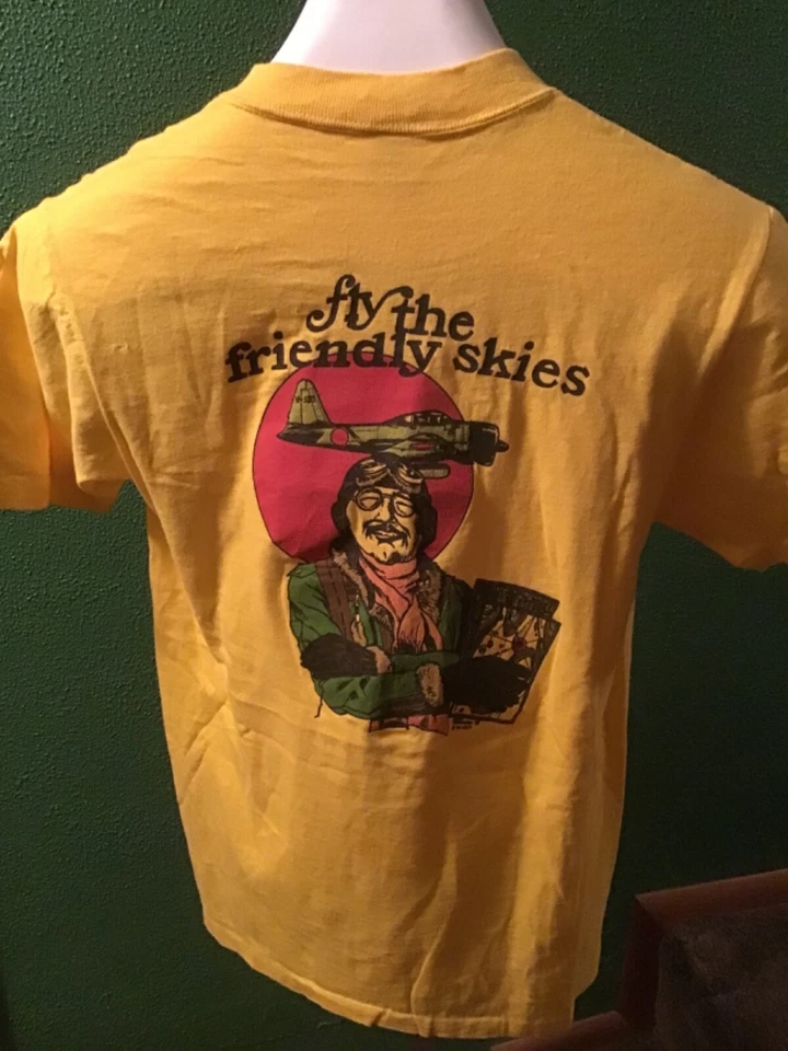 Camiseta vintage M Stedman Hi-Cru Fly The Friendly Skies Bomber puntada única Foto 4 de 4