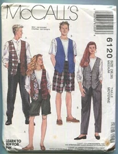 McCall's 6120 UNISEX T-SHIRT, VEST, PANTS/SHORTS KNITS SZ M 36-38 BUST/CHEST UC