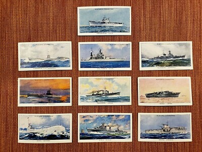 1939 Player's Cigarette Cards Lot of 10 Modern Naval Craft Akagi Enterprise U-16