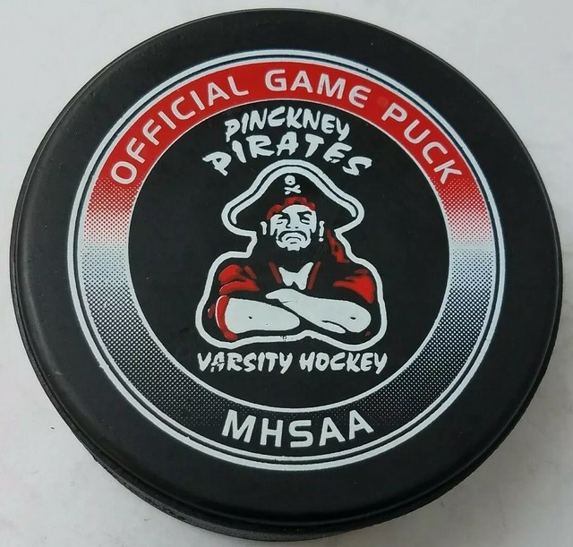 PINCKNEY PIRATES VARSITY HOCKEY MHSAA OFFICIAL GAME PUCK CANADA LINDSAY MFG. eBay