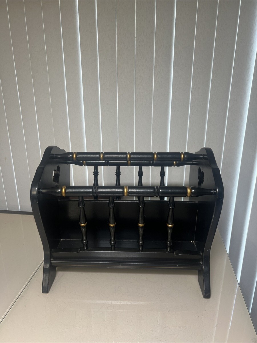 EthanAllen★イーセンアーレン★マガジンラック★ Vintage Ethan Allen Hitchcock Style Solid Wood Black