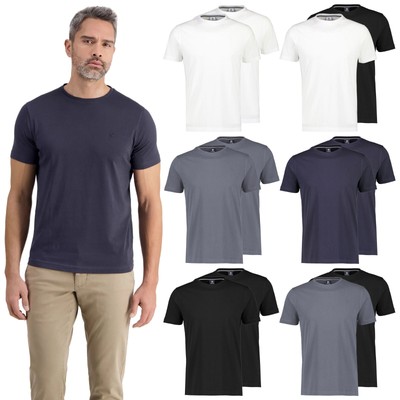 LERROS Herren T-Shirt Rundhals Ausschnitt O-Neck kurzarm Logo-Stickerei 2 Stück