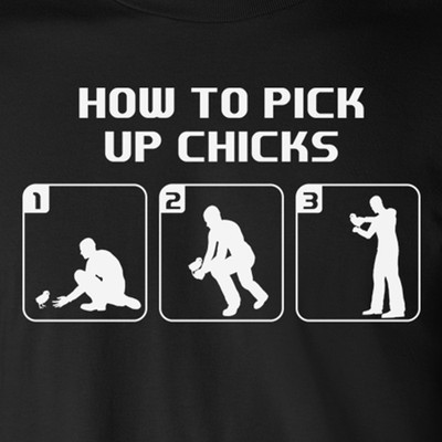 HOW TO PICK UP CHICKS funny college humor badass novelty tee dating T-Shirt