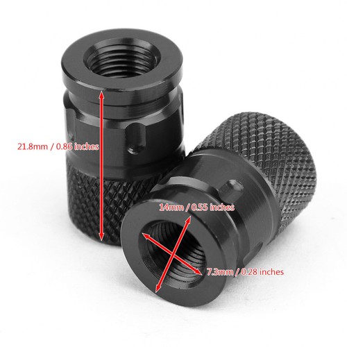Pair CNC Black Anti-Thief Tire Valve Stem Caps For Car Truck Bike Motorcycle E6 - Picture 5 of 12