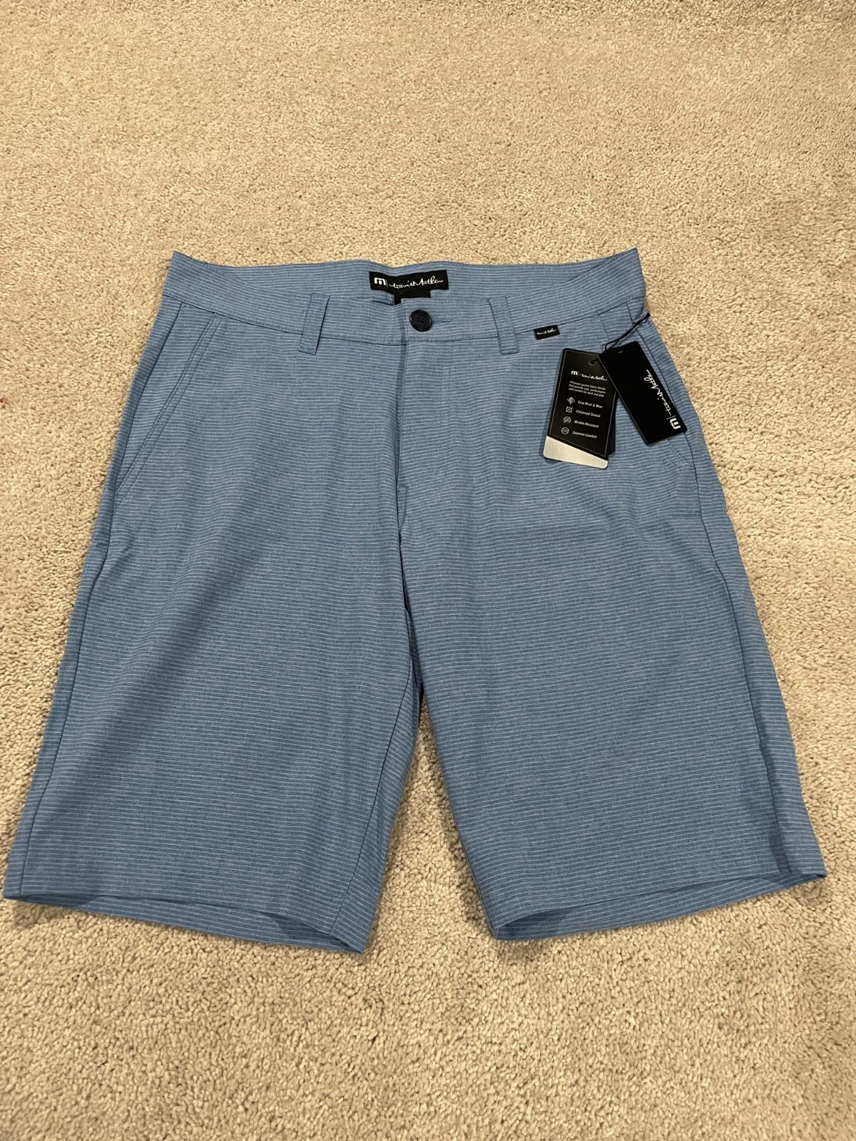 Travis Mathew Shorts Mens 30 Blue Chino Performance Stretch Casual Sand Harbor