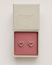 Image of Ted Baker Amorina Rose Gold Crystal Halo Heart Stud Earrings – Brand New