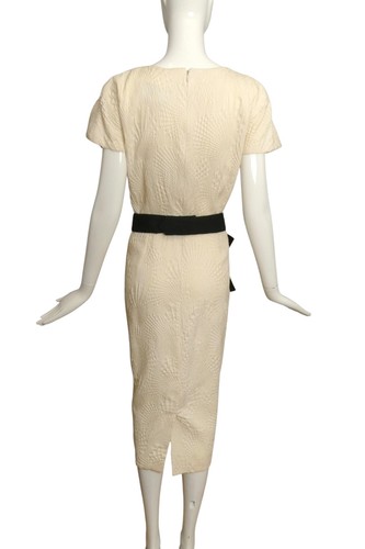 CHRISTIAN DIOR- 1987 Ivory Cotton Dress, Size 8 - Picture 5 of 6