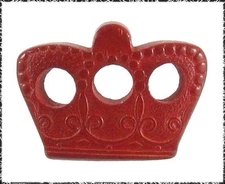 Vintage Realistic Wood Crown Button, Pierced, Back Mark