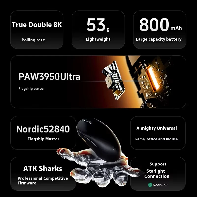 ATK A9 Ultra Wireless Gaming Mouse A9/A9 SE/A9 Plus/A9 Pro Tri-Mode 8K 53G Light - Image 4 of 4