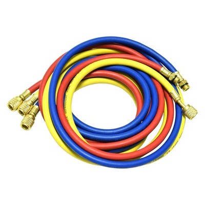3-piece 96'' R-134a A/C Charging Hose Set w Male 14 mm x 1/2'' Acme Fittings