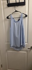 Torrid 0X Drape Back Tank Top, Light Blue Open Back Shirt, Casual Party, Worn 1X