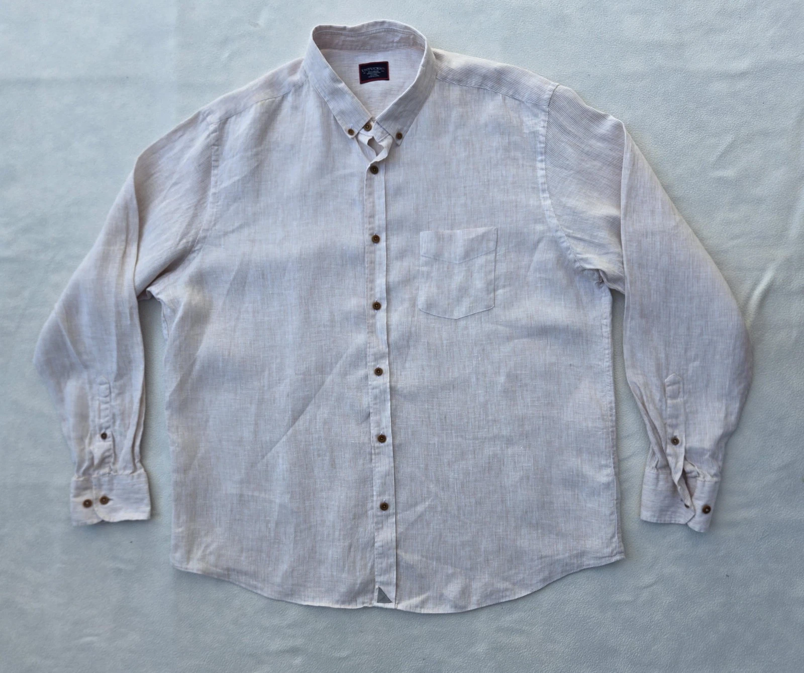 Untuckit Shirt Mens 2XL XX-Large Brown White Hudelot Linen Button Down Casual