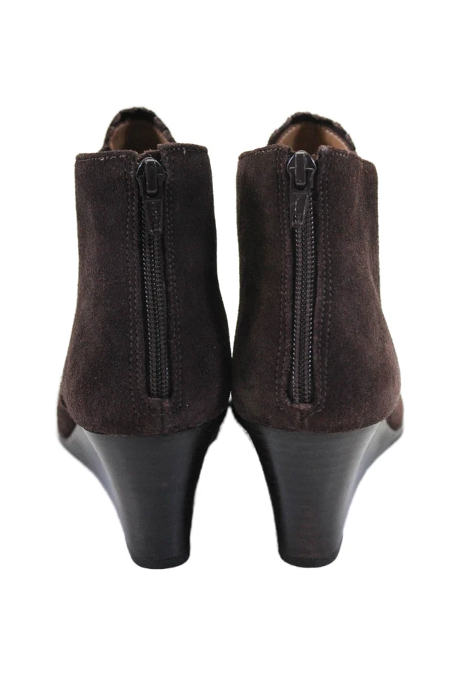 Jack Rogers Womens Suede Zip Up Ankle Wedge Boots Dark Brown Size 10 Medium - Image 3 of 4