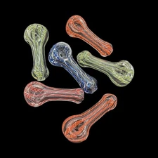 2.25-3" Glass Smoking Pipe Small Clear With Color Accent 1 Pipe