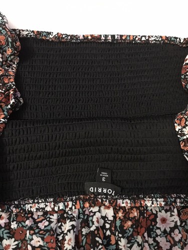 Torrid Kleid schwarz mit Gänseblümchen Blumen wadenlang gesmoktes Oberteil komplett gefüttert Größe 3X - Bild 20 von 24