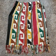 Vintage Blairsport Tribal Aztec Fringe Skirt Sz 24 Western USA Cowgirl Rodeo