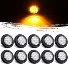 10Pcs 2  Inch Round Led Marker Lights 9 Amber LED Reflectors Clear Lens, 2