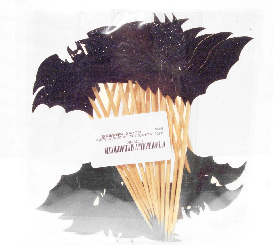 "Pelecciones de cupcakes de murciélago 5"" negro con brillo suave 48 quilates decoración de pasteles de fiesta de Halloween" Foto 2 de 4