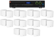 JBL 2-Channel Amplifier 20 3.5" White Cube Speakers for Restaurant/Bar/Cafe