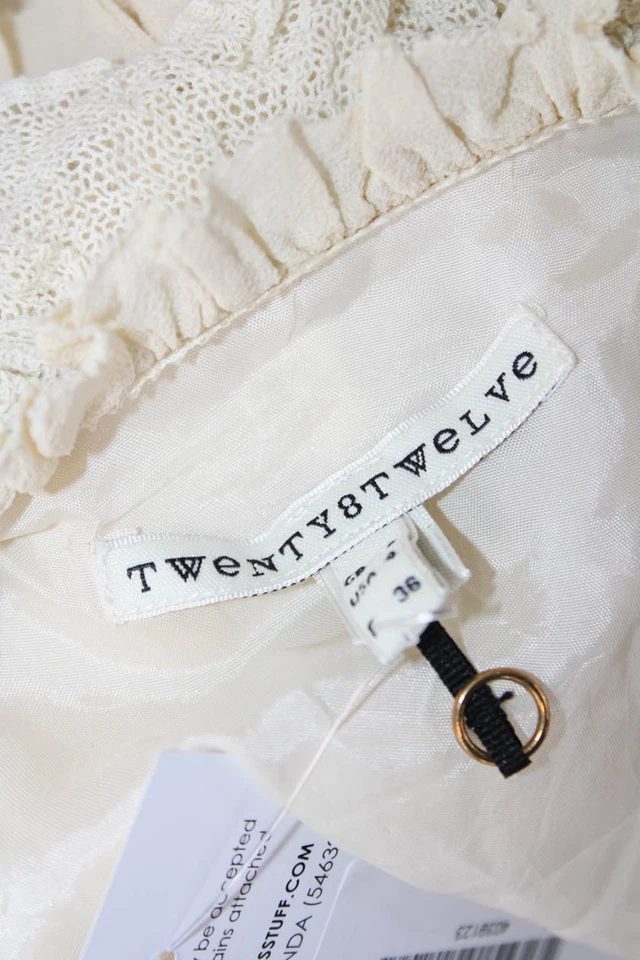 Twenty 8 Twelve Mujer Sin Mangas Cuello Redondo Volantes Seda Top Blanco Talla 4 Foto 4 de 4