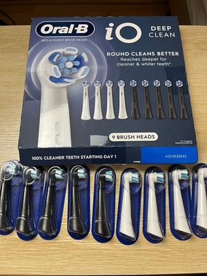 Oral B iO Deep Clean Round Replacement Toothbrush Heads , 9 Pack-New (open box)