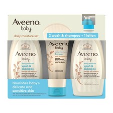 Aveeno Baby Daily Moisture Set 2 18oz Wash  Shampoo  1  8oz Lotion