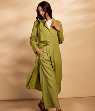 New Celtic & Co Linen Blend Longline Overshirt Dress, Full Color & Size !!