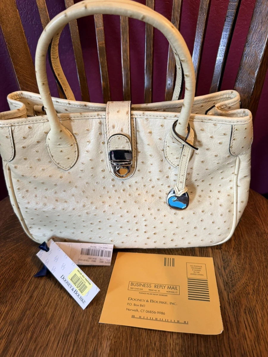 Dooney & Bourke Purple Ostrich Embossed Leather Backpack Gold tone plaque Exotic Elegance: New Arrivals from the Ostrich Collection  main image 4