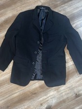 Solid Black Blazer Suit Jacket Boys Kids 10R 10 Regular Dress Coat Church