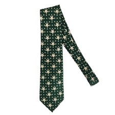 NWT Faconnable Green White Star 100 Silk Tie-Made in France