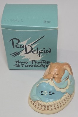 Pendelfin Poppet Bunny Figurine Sleeping Basket w Box England